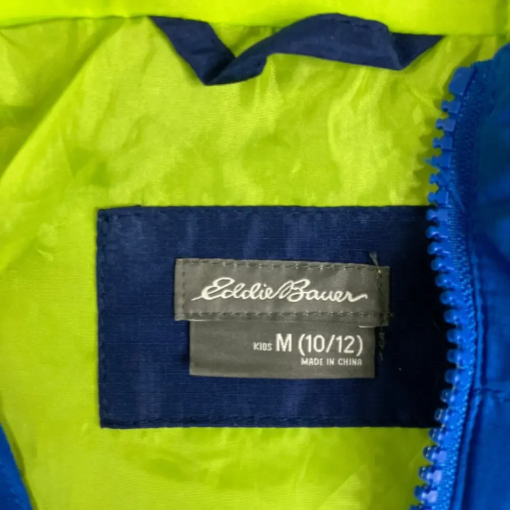Eddie Bauer Windbreaker Jacket Boys M Blue Hooded Lightweight‎ Zip Up